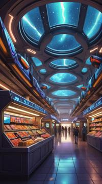 Galactic Resource Station and Shopping mall, very Abhorrent and Mushroomy, illustrious, dynamic cinematic perfect background