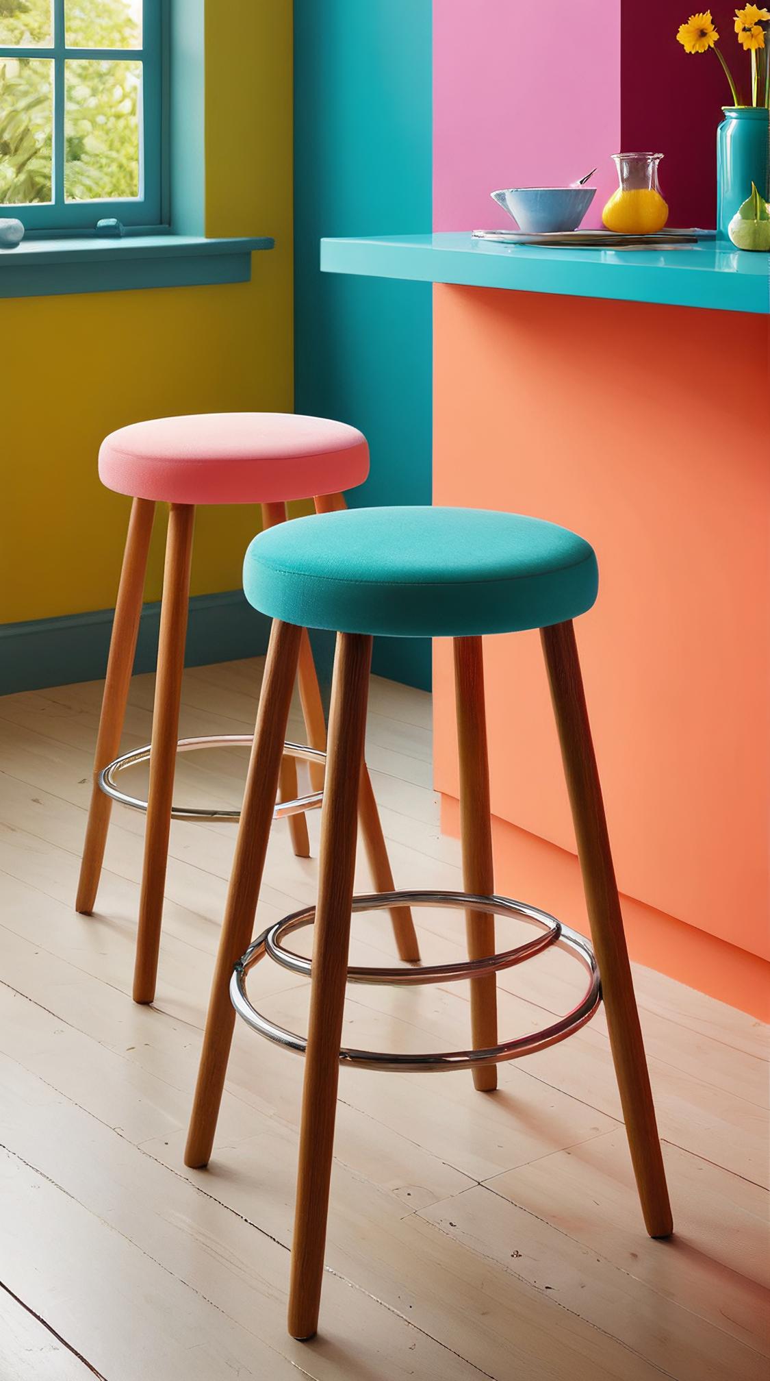 designed by Mary Fedden and Craigie Aitchison, Elusive Clever Counter stool, soft focus, illustrious quality