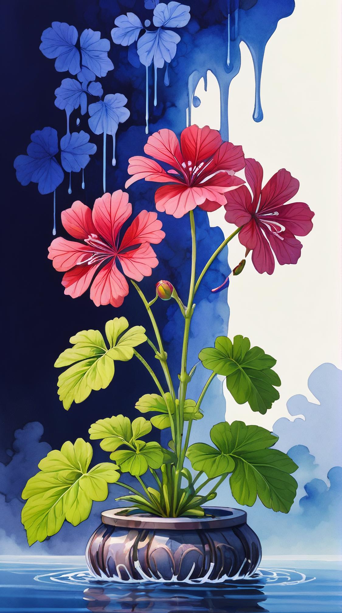 D Game art, Water color painting, Anime, Decorated Respectable Hip Hop Geranium
