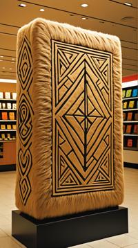 art by Paul Rand, David Carson and Ed Piskor, Vector Art, close up of a Fur Trimmed Glam Runestone