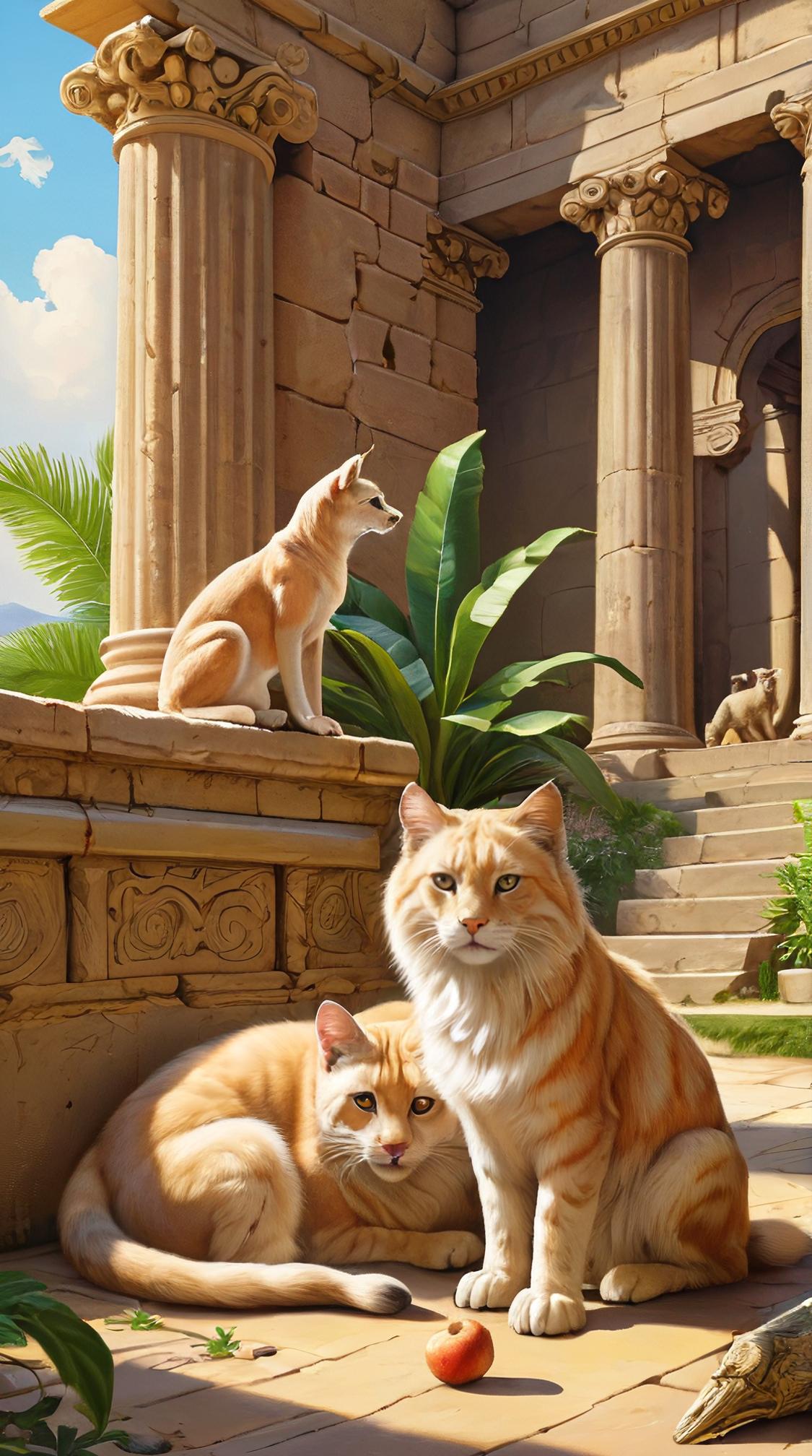 still life art by Henri tte Ronner Knip, animals art, higher class Whispers of forgotten tales echo through ancient ruins, whispers of lives lived and civilizations lost