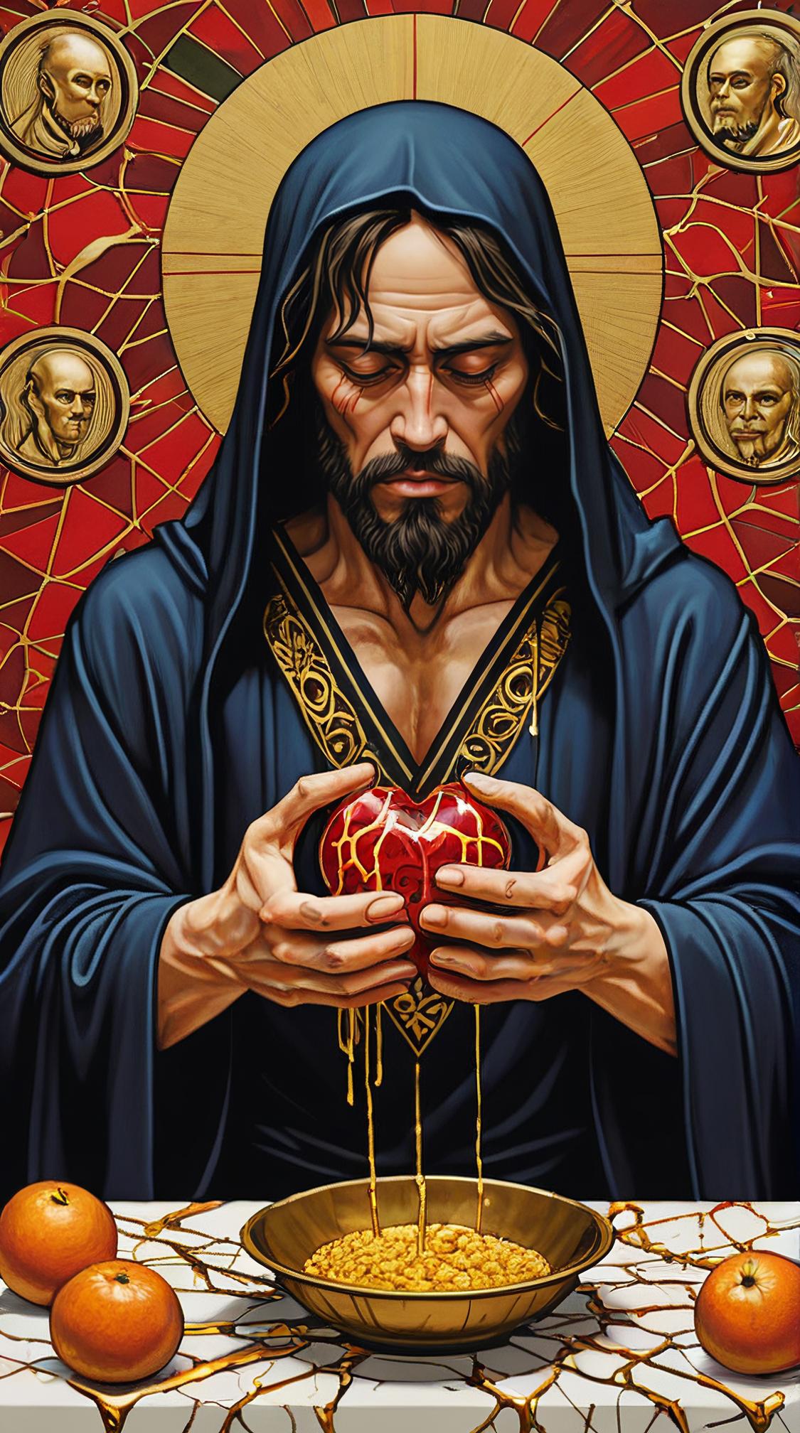 Fantasy, Warm Colors, dark and grotesque imagery, I m a holy fool