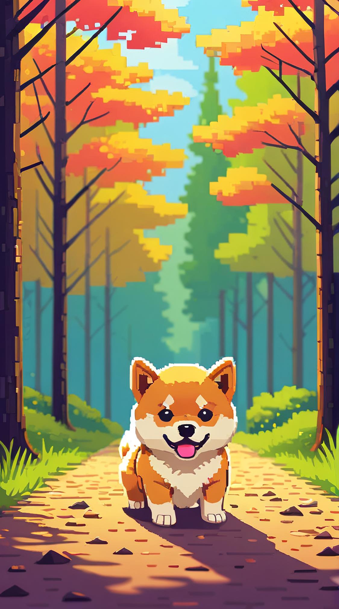 pixel art Natural Shiba Inu Puppy, low res, blocky, pixel art style