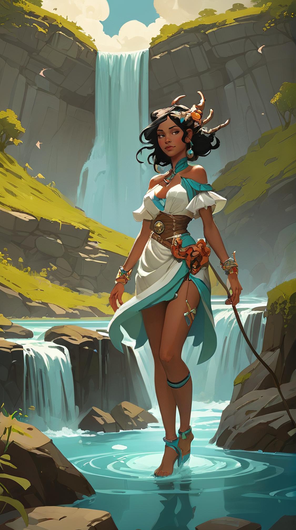whimsical art stylized by Brian Kesinger and Peter Mohrbacher , cartoon art, Anime, Roma Female