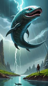 sci fi art by Dean Ellis, Digital art, Harsh Electric Eel, Stormy weather