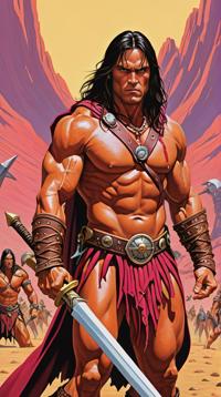 Painting, Vibrant Amaranth Pen Radio telescope , in focus, Conan the Barbarian