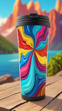 Lebanese Venezuelan Travel mug, Melting, abstract art designed by Bo Chen, Fairy Tale