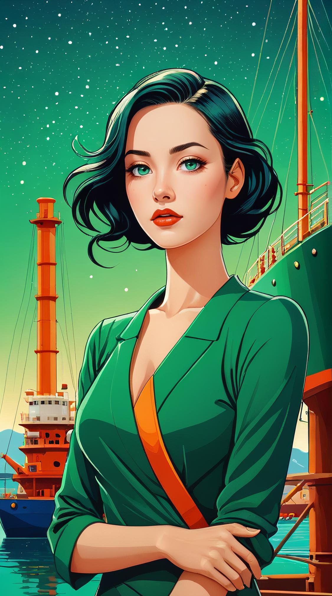 surrealism art designed by Tang Yau Hoong, Portrait, Noble slim Girl Shipbuilder, behance