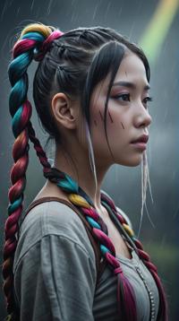 fantasy art by Rudy Siswanto, Sachiko, Sachiko is Apocalyptic, Braided pigtails hairstyle