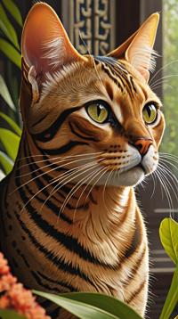 dark art by Amedee Ozenfant , environmental portrait of, Divine Bengal Cat , precise architectural detail