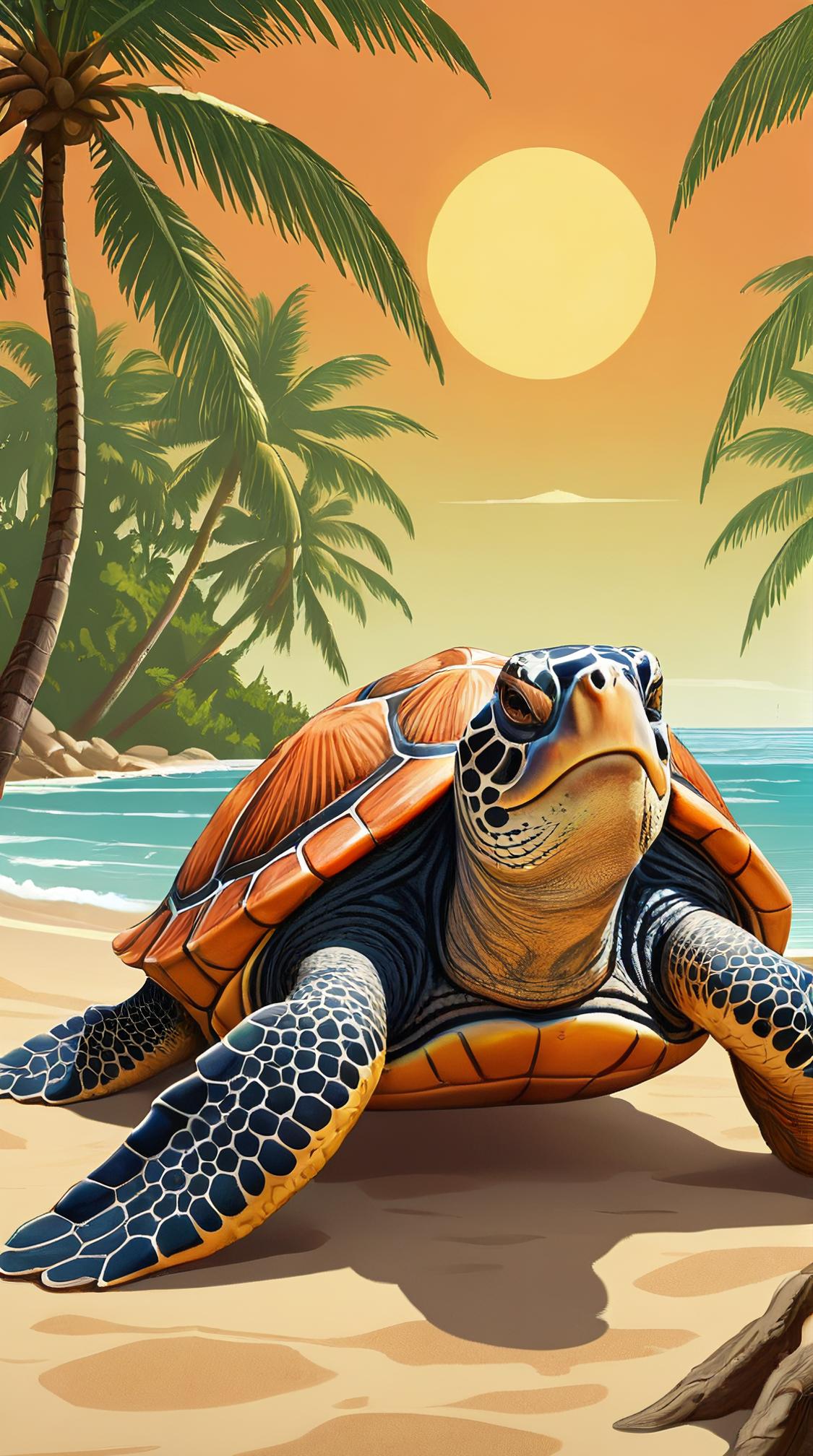 Vector Art, Friendly Leatherback Turtle of Prudence, deep focus, Visual novel