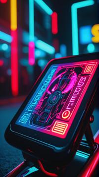 Creepy Vintage Tablet Trike , shallow depth of field, Fearful, Neon Light