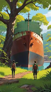 detailed art by Peter Mohrbacher and Ilya Kuvshinov , Digital art, Abandoned Australian broccoli Oil tanker , it is made from Sassafras