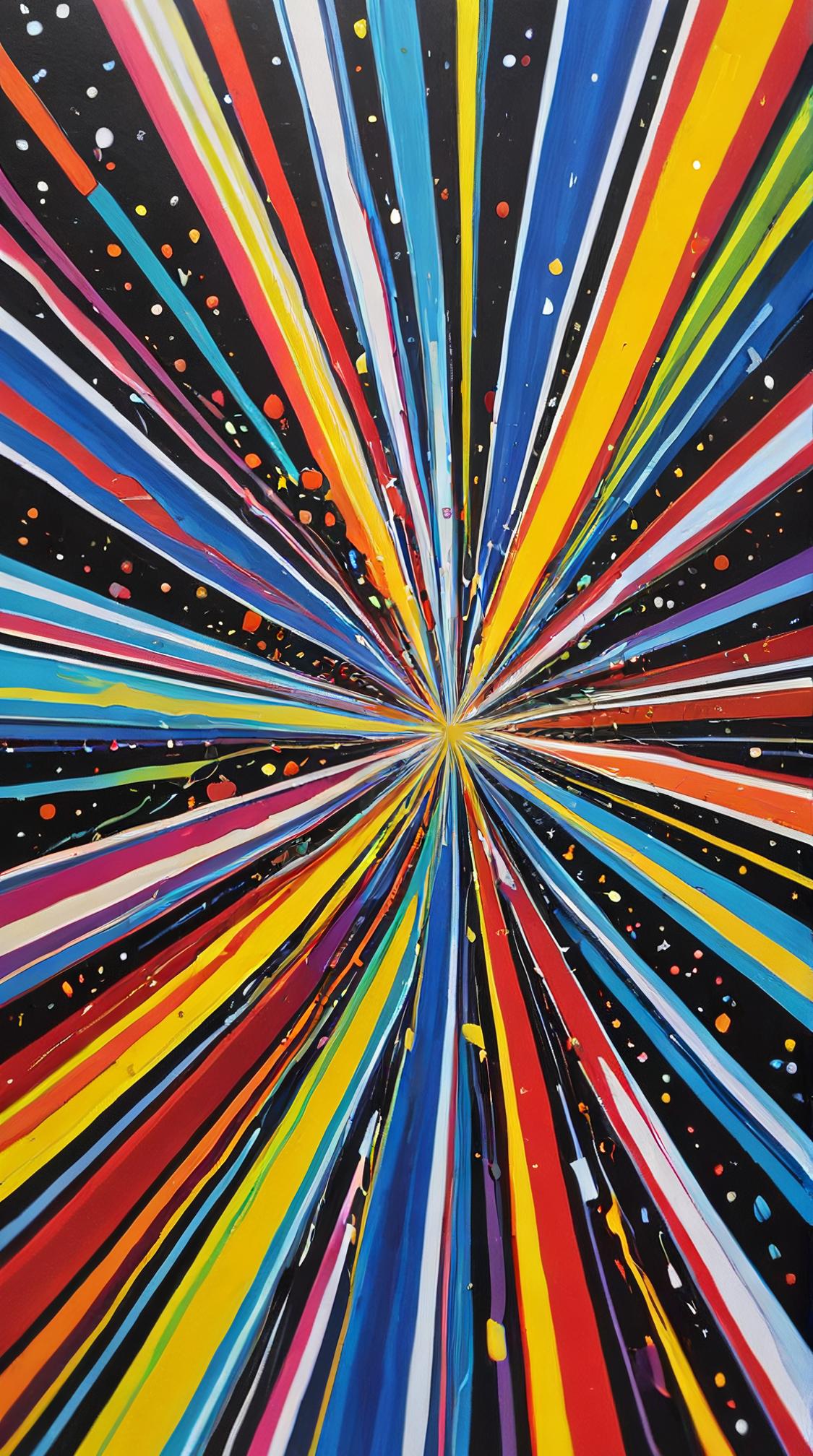Gouache Paint, Color splash, dramatic millefiori of a Buyout , racing stripes