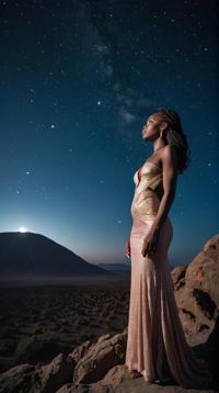 awardwinning RAW photo, modelshoot style shot of a Doubtful Unnatural Congolese Lyra constellation Cygnus X , The Underworld of Hel in background, Very wide view
