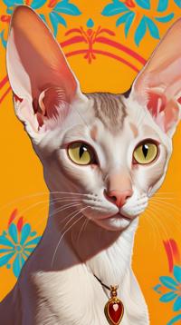 by Stanis aw Ignacy Witkiewicz, Frank Cadogan Cowper, close up of a Cute Oriental Shorthair Cat Burmese Cat , centered background