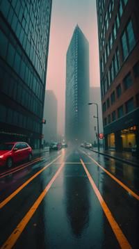 Tonalism, Brutal The Architect of Geometry , street, Foggy