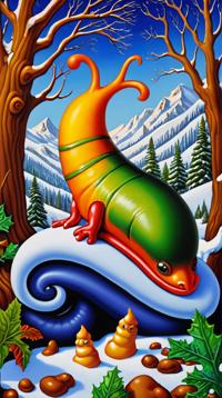 Slug, winter background, by Peter Blake , Todd Schorr