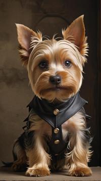 detailed art by Hendrik Weissenbruch , Golden ratio, modelshoot style shot of a Evil Yorkshire Terrier Puppy, Sharp and in focus