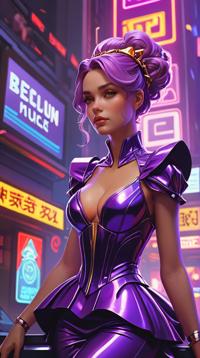 high angle shot of a Peplum saffron Persimmon , behance, electric purple neon hue, art by greg rutkowski