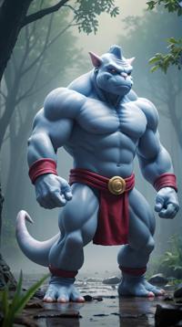 Enchanted Machoke, Foggy conditions, Masterpiece, Low Contrast