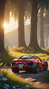 Unity Engine, Asymmetrical Trike Ferrari , nature, Sunny