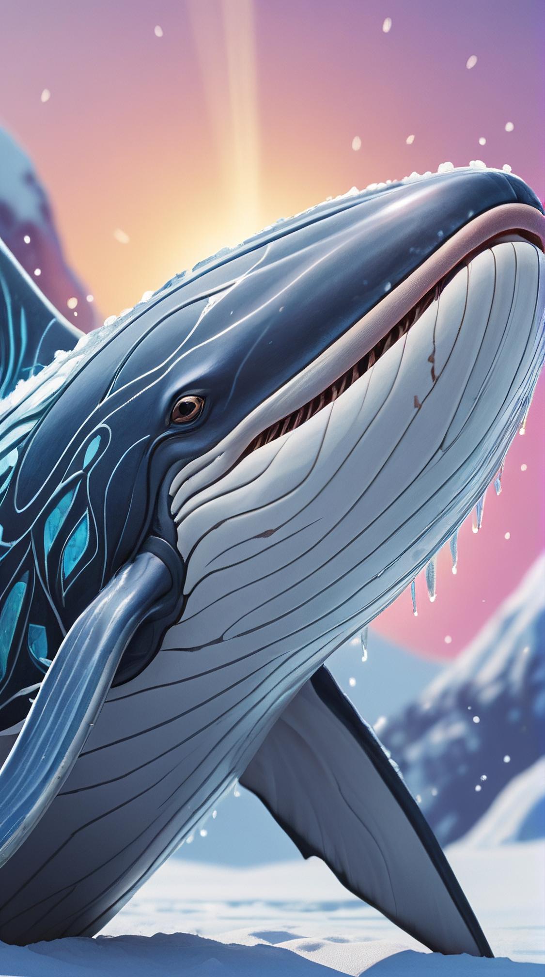 portrait, close up of a busty petite Tribal giant Fin Whale , wearing costume, Dragon Wings