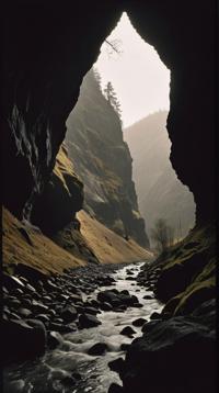landscape of a Inspirational Gorge from inside of a Motel, by Toby Fox, Eug ne Boudin, Fast Shutter Speed