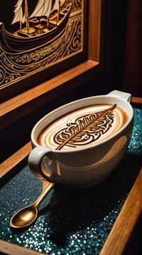 by Alfred Hitchcock , cinema art, latte art, detailed Photograph