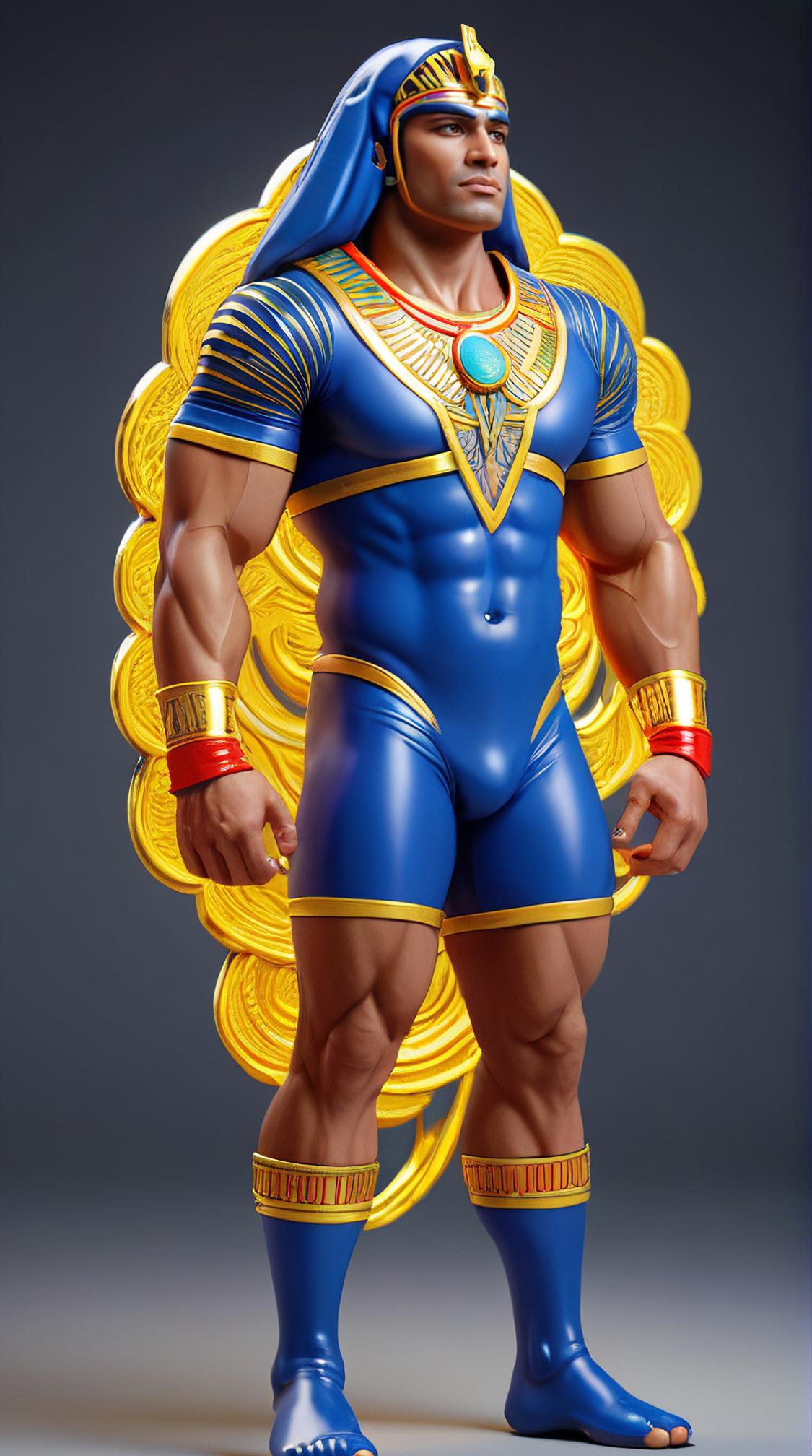 Virtual Egyptian Man, Wrestling, wearing Sports team uniform, Stormy weather