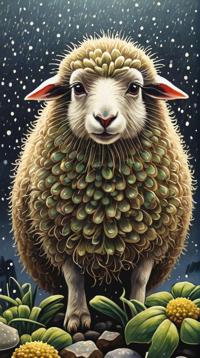 Sosaku Hanga, Depressing Sheep Pok mon Cacturne , ultrafine detailed, Dramatic spotlight