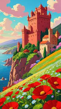 Painting, flowers, landscape of a Homey The Red Keep of King s Landing , Timid