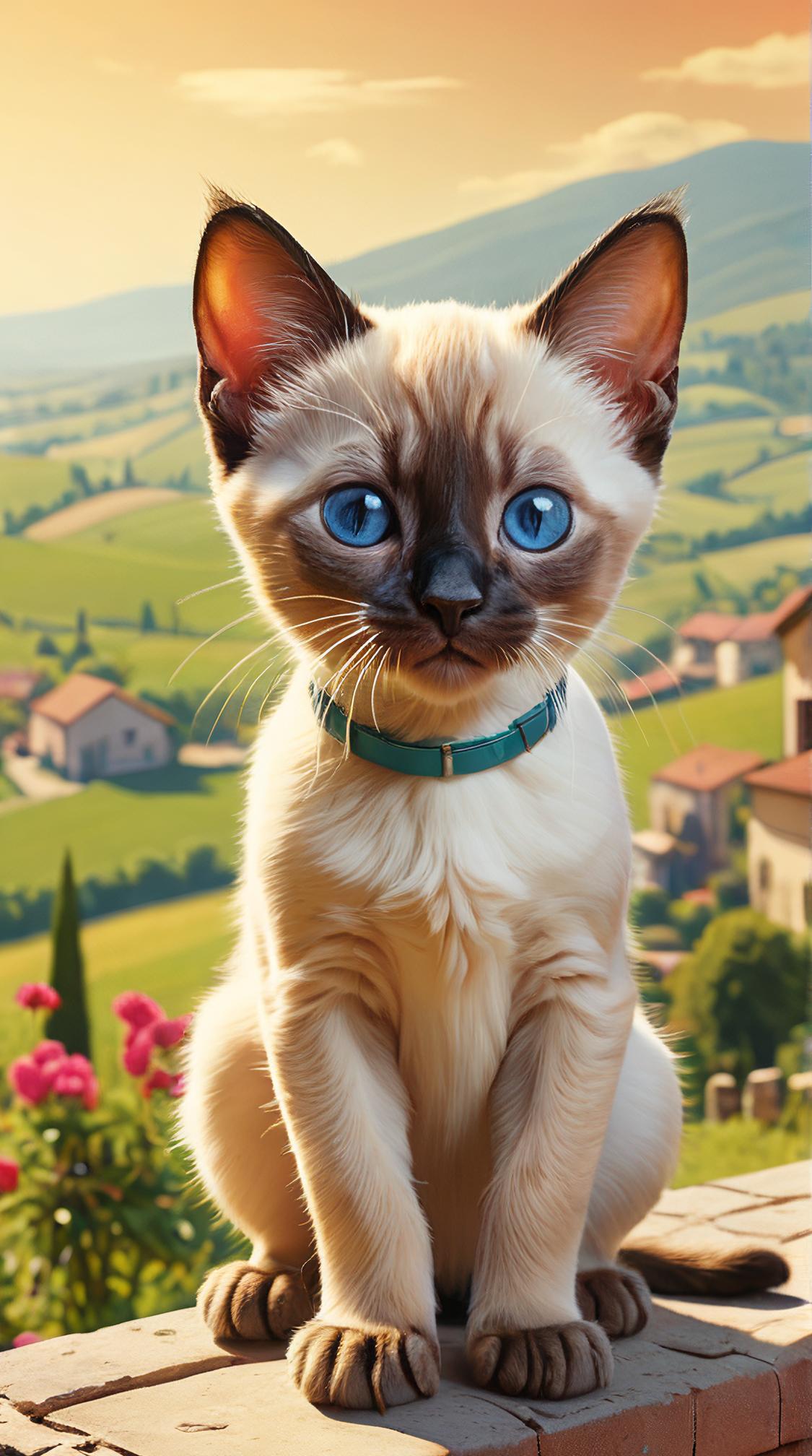 art by Christian Griepenkerl , VRay, Siamese Kitten, stylized