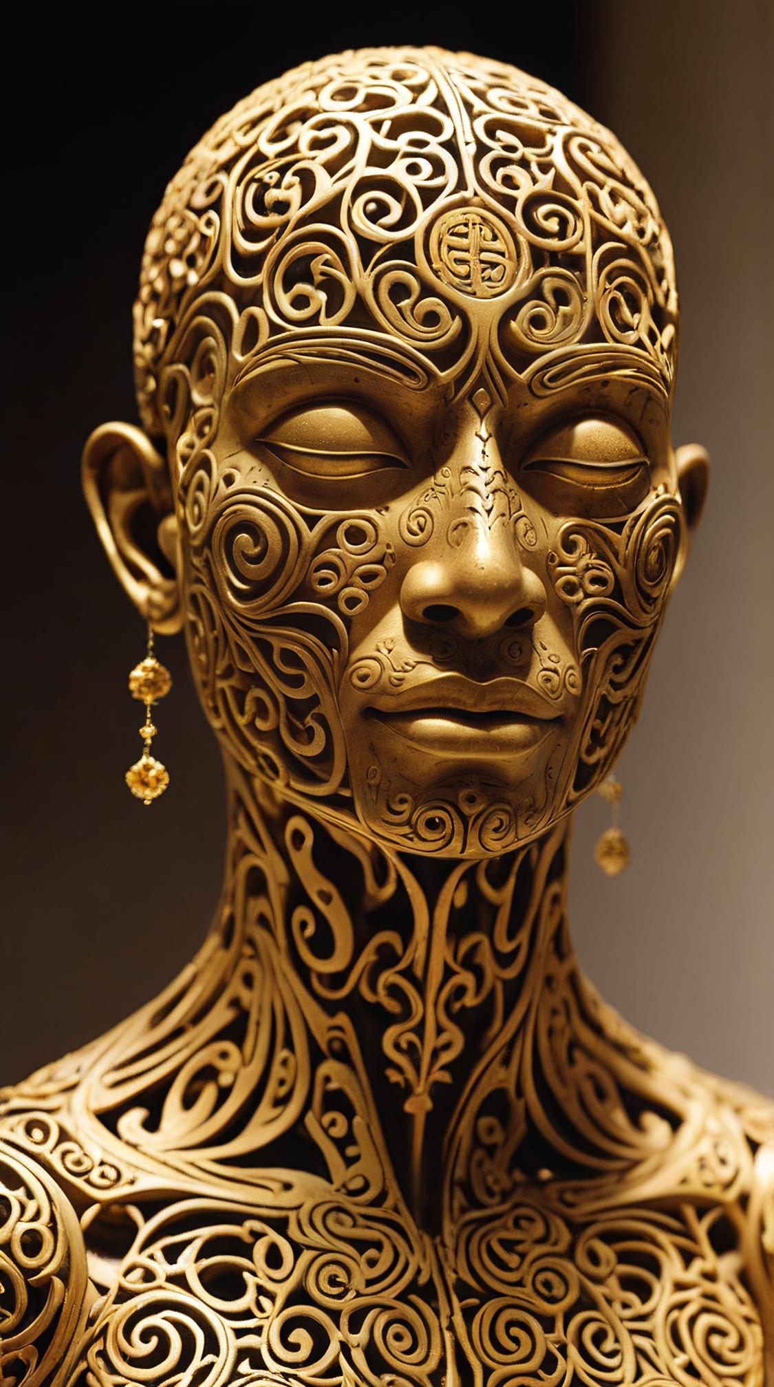 high contrast art stylized by Jaume Plensa, sculpture art, Hong Konger Taurus constellation , Tribal and Ancient