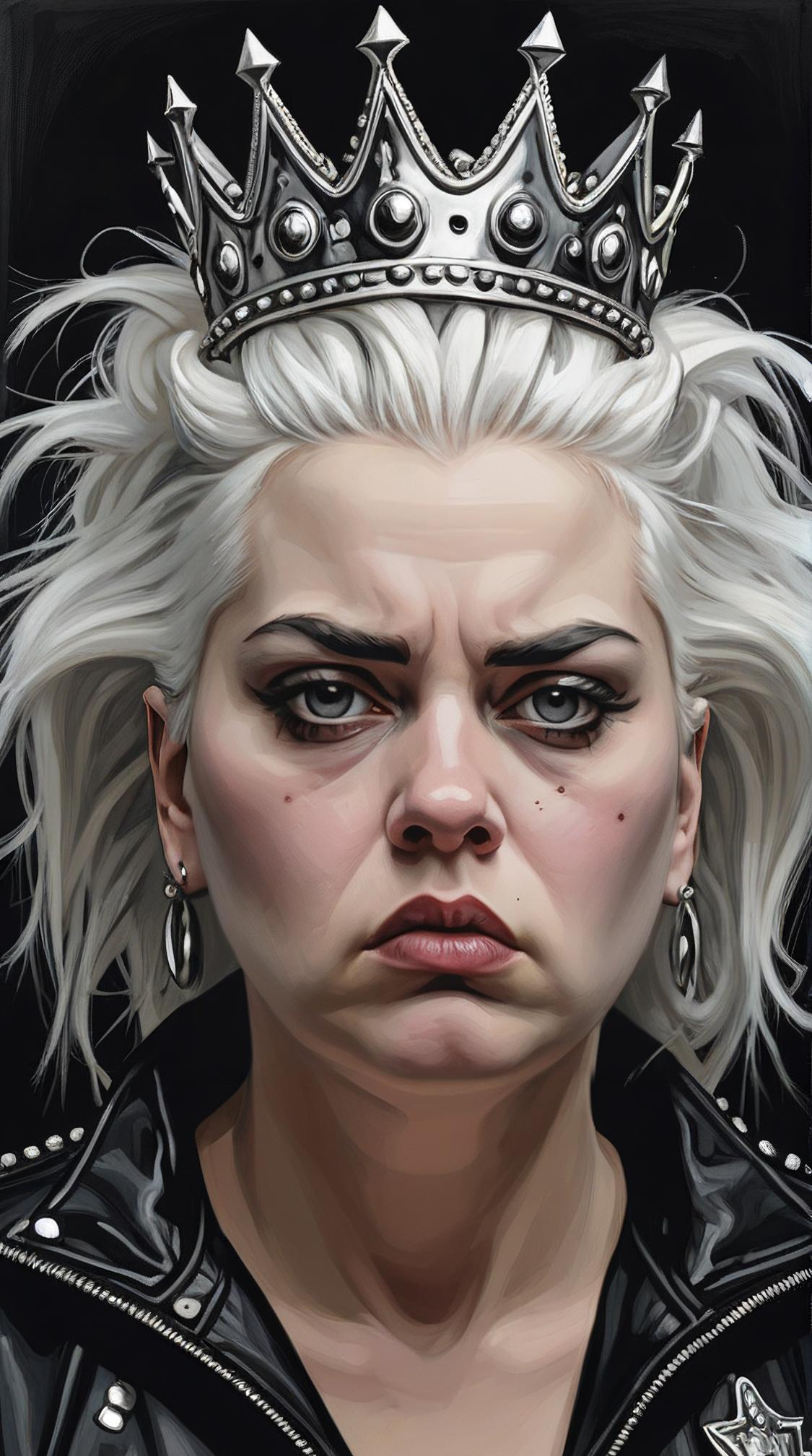 amateurish Drawing, Portrait of a Exhausted full figured Punks Girl , eyes of Hate, Bending backwards