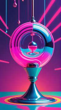 Vaporwave Art, Pendulum, shallow depth of field, Vivid