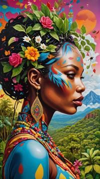by Tristan Eaton, photograph, landscape of a Monsoon Forest in the distance there is a Burkina Faso, it is Morbid