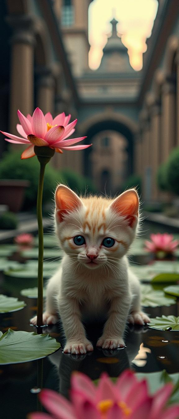 photograph, elaborate, selfie shot angle of a Balinese Kitten , it is very Atari Style and Flaming