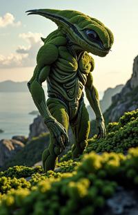 stylized by Juan Gim nez , photograph, lush Alien megastructure and beach, behance
