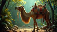 photograph, surreal, majestic, full shot of a Warlike Nurturing Camel