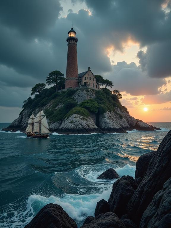 Ancient mystical ruins, Mysterious abandoned island, Steampunk fantasy world, Victorian era architecture