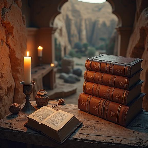 Rustic Western landscapes, Ancient mystical artifacts, Mysterious desert oases, Forgotten dusty libraries