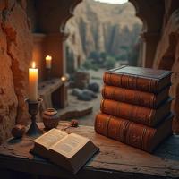 Rustic Western landscapes, Ancient mystical artifacts, Mysterious desert oases, Forgotten dusty libraries