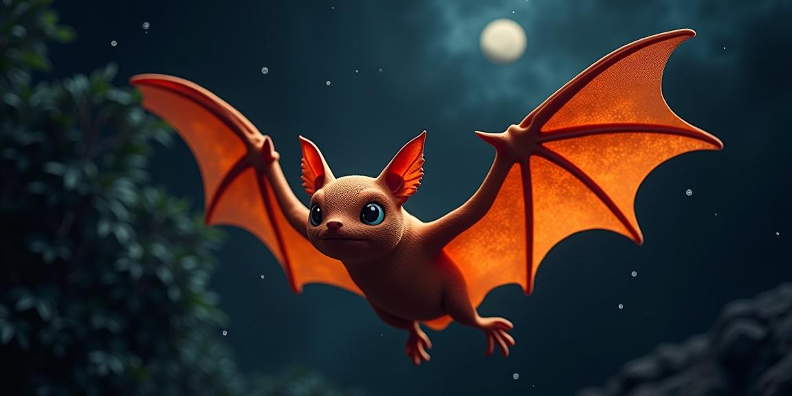 by Georgia O Keeffe , photograph, Evil, Aerial View of a High fashion Cursed fluorescent orange Bat Pok mon