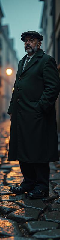 photograph, majestic, deep aesthetic, Street level shot of an obese Parisien Male Chimney Sweep