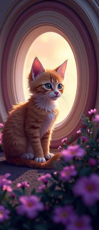 designed by Tibor Nagy and Peter Mitchev and Masamune Shirow and Felix Gonzalez Torres , photograph, concept art, wide angle of a Burmese Kitten