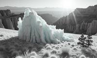 designed by Gregory Crewdson , photograph, highly detailed, Dutch angle shot of a Pretty Wispy Hellenistic Iceberg