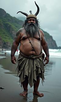 photograph, award winning, Sharp focus of an overweight traditional Papuan Male Ifrit , the Male is very Cutester Art and Stupid