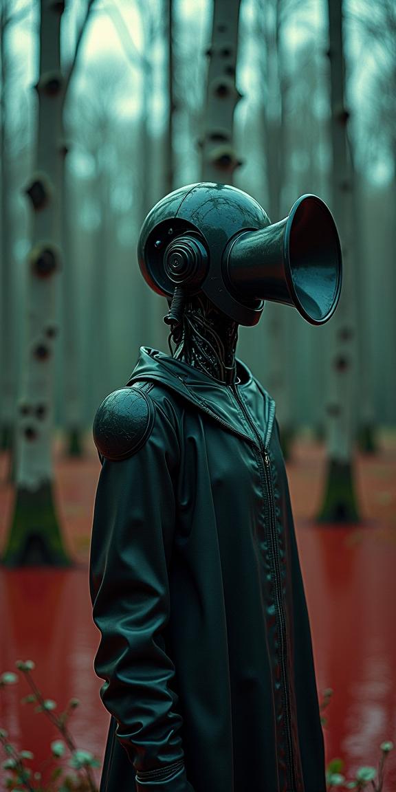by Fr d ric Fiebig , photograph, masterpiece, shoulder level shot of a Cyborg Inconsiderate Windspeaker