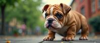 photograph, intricate background, long shot of a Creative Uptight Bulldog Puppy , behance